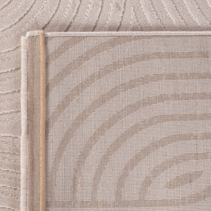 Sahara Vloerkleed – Beige – Rond Rastermotief – Laagpolig & Stijlvol