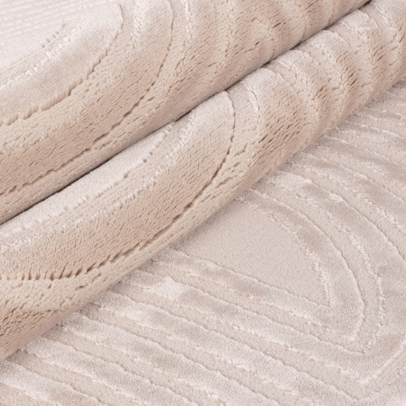Sahara Vloerkleed – Beige – Rond Rastermotief – Laagpolig & Stijlvol
