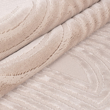 Sahara Vloerkleed – Beige – Rond Rastermotief – Laagpolig & Stijlvol