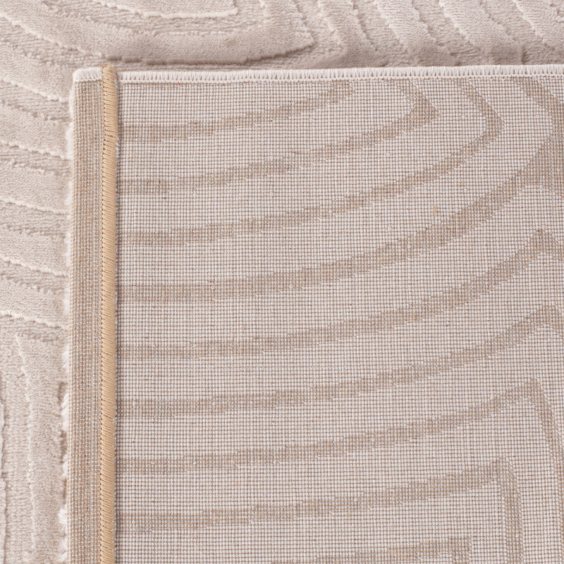 Sahara Vloerkleed – Beige – Rond Rastermotief – Laagpolig & Stijlvol