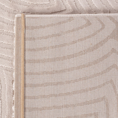 Sahara Vloerkleed – Beige – Rond Rastermotief – Laagpolig & Stijlvol
