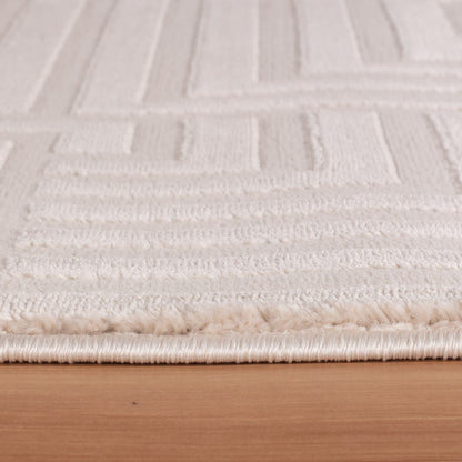 Sahara Vloerkleed – Beige – Rustgevend Golfpatroon – Laagpolig Comfort