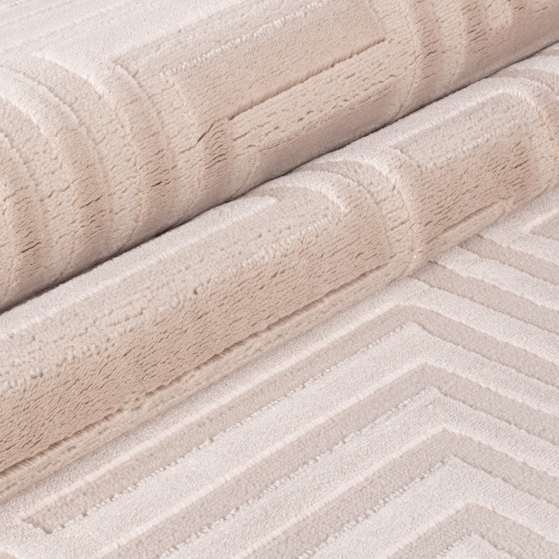 Sahara Vloerkleed – Beige – Rustgevend Golfpatroon – Laagpolig Comfort