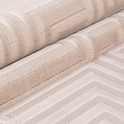 Sahara Vloerkleed – Beige – Rustgevend Golfpatroon – Laagpolig Comfort