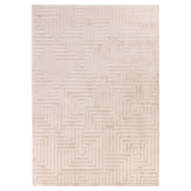 Sahara Vloerkleed – Beige – Rustgevend Golfpatroon – Laagpolig Comfort