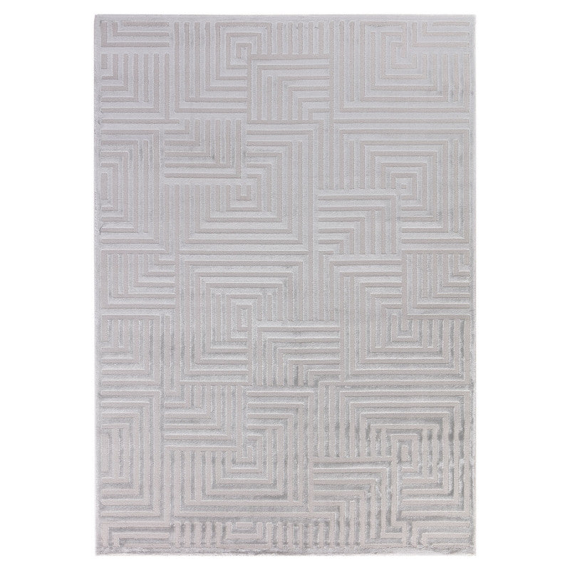 Sahara Vloerkleed – Zilver – Minimalistisch Rasterpatroon – Tijdloos Design