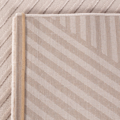Sahara Vloerkleed – Beige – Diagonaal Lijnenspel – Laagpolig & Modern