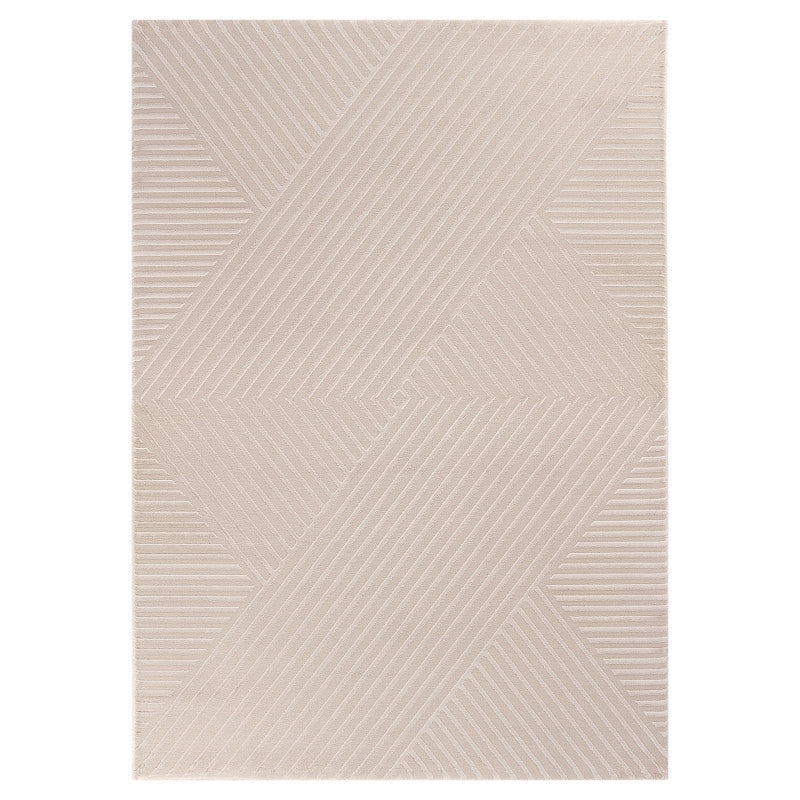 Sahara Vloerkleed – Beige – Diagonaal Lijnenspel – Laagpolig & Modern