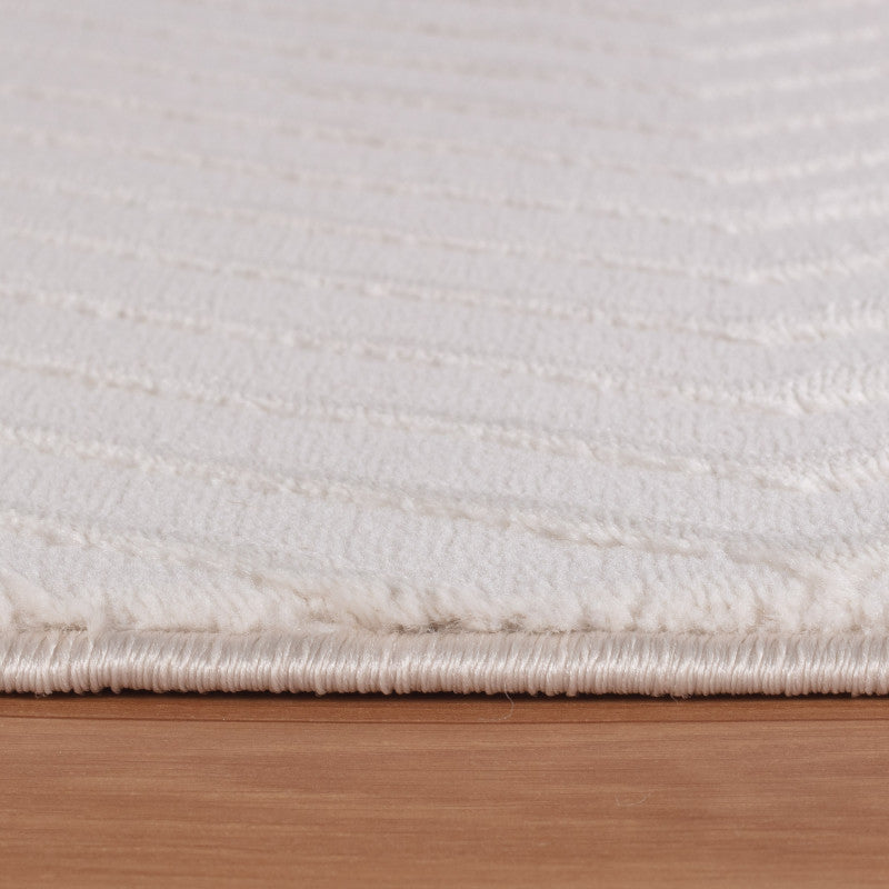 Sahara Vloerkleed – Crème – Diagonaal Lijnenspel – Laagpolig & Modern