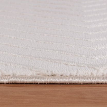 Sahara Vloerkleed – Crème – Diagonaal Lijnenspel – Laagpolig & Modern