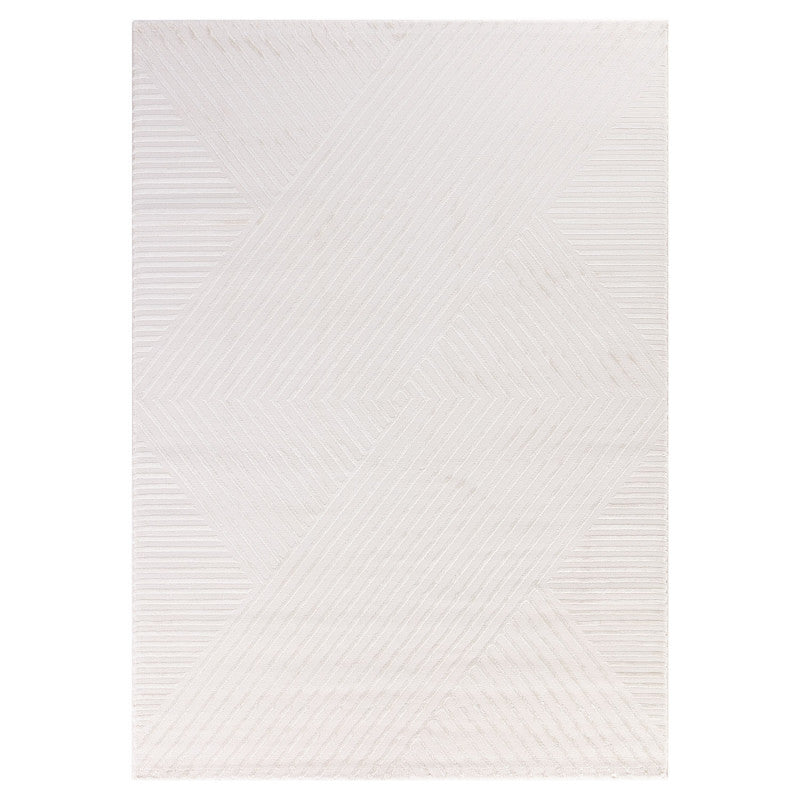 Sahara Vloerkleed – Crème – Diagonaal Lijnenspel – Laagpolig & Modern