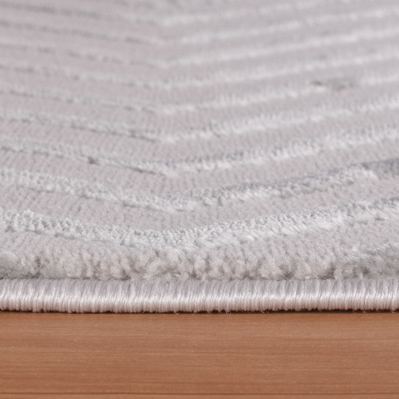 Sahara Vloerkleed – Zilver – Diagonaal Lijnenspel – Laagpolig & Modern