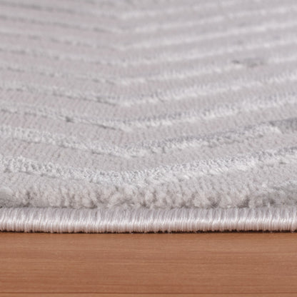 Sahara Vloerkleed – Zilver – Diagonaal Lijnenspel – Laagpolig & Modern