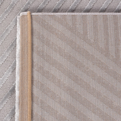 Sahara Vloerkleed – Zilver – Diagonaal Lijnenspel – Laagpolig & Modern
