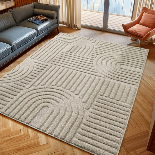 Japandi Art Vloerkleed Beige – Scandinavisch & Japans Design – Laagpolig