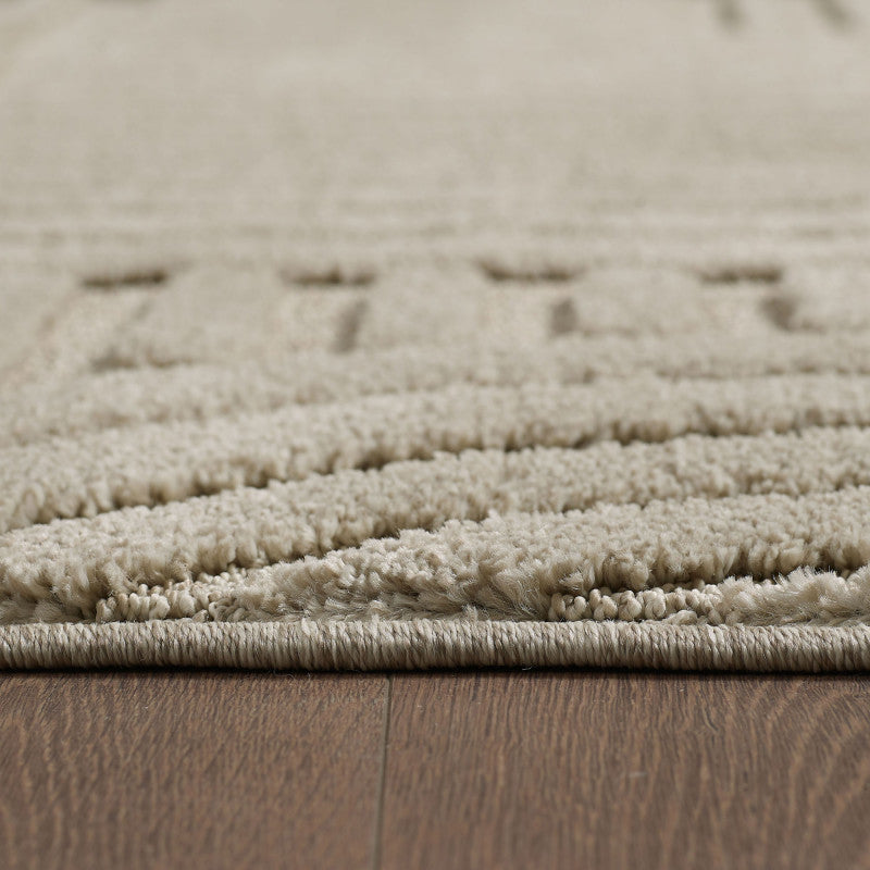 Japandi Art Rond Vloerkleed Beige – Scandinavisch & Japans Design – Laagpolig