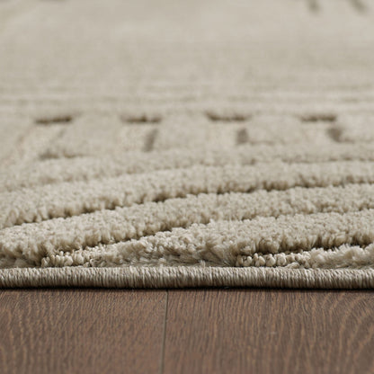 Japandi Art Rond Vloerkleed Beige – Scandinavisch & Japans Design – Laagpolig