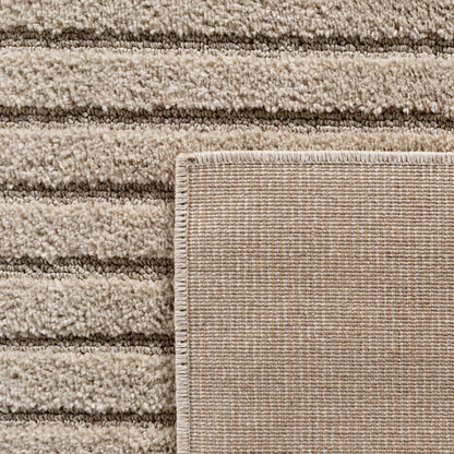 Art Vloerkleed Rond – Japandi – Blokpatroon – Modern & Laagpolig – Beige/Bruin
