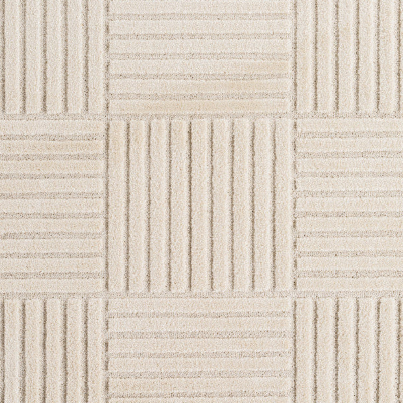 Art Vloerkleed Rond – Japandi – Blokpatroon – Modern & Laagpolig – Creme/Beige
