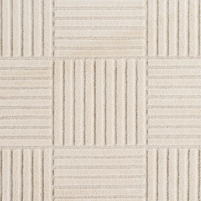 Art Vloerkleed Rond – Japandi – Blokpatroon – Modern & Laagpolig – Creme/Beige
