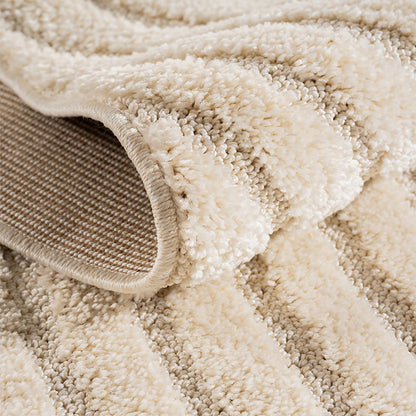 Art Vloerkleed Rond – Japandi – Boogpatroon – Modern & Laagpolig – Creme/Beige