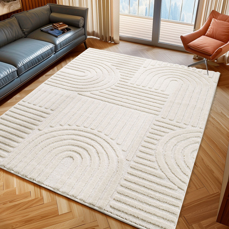 Japandi Art Vloerkleed Crème – Scandinavisch & Japans Design – Laagpolig