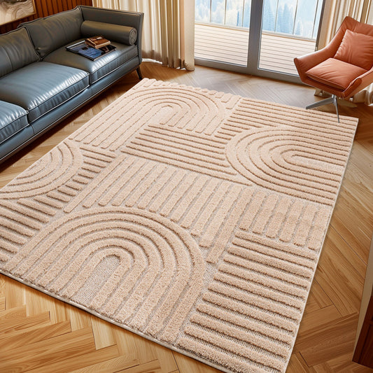Japandi Art Vloerkleed Roze – Scandinavisch & Japans Design – Laagpolig