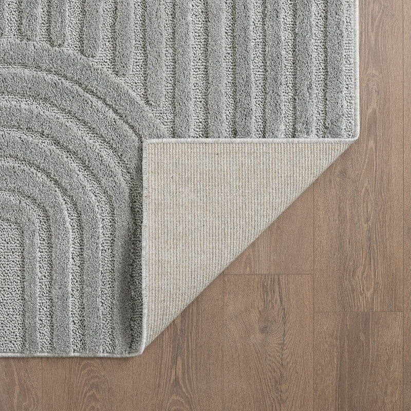 Japandi Art Rond Vloerkleed Grijs – Scandinavisch & Japans Design – Laagpolig