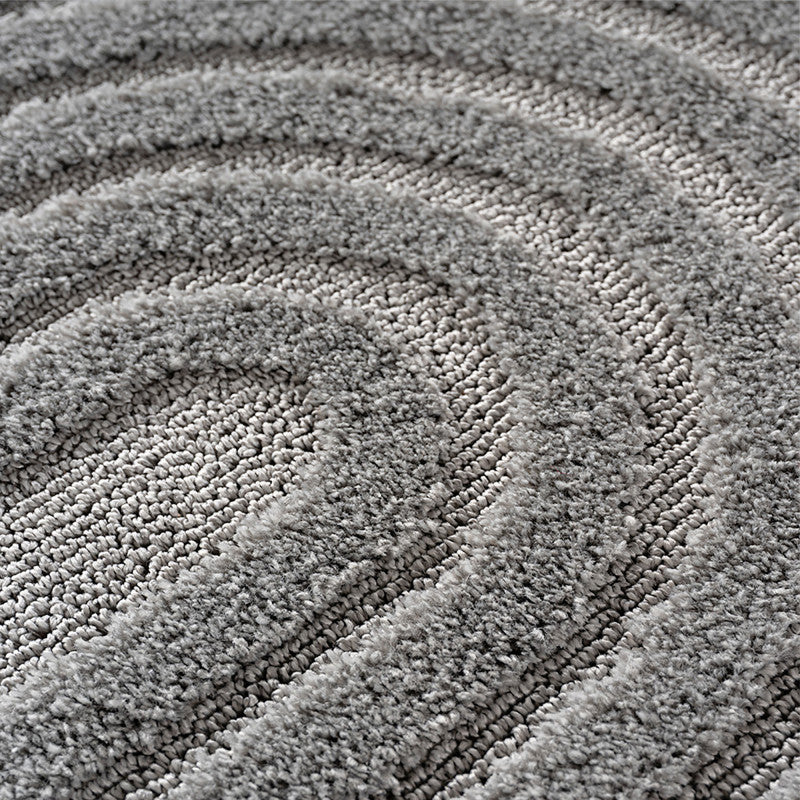 Art Vloerkleed Rond – Japandi – Boogpatroon – Modern & Laagpolig – Grijs