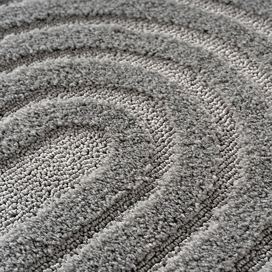 Art Vloerkleed Rond – Japandi – Boogpatroon – Modern & Laagpolig – Grijs