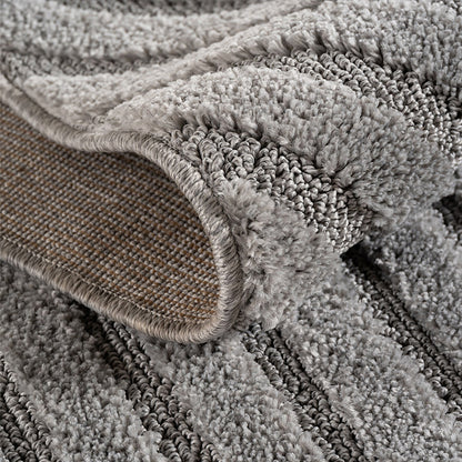 Art Vloerkleed Rond – Japandi – Boogpatroon – Modern & Laagpolig – Grijs