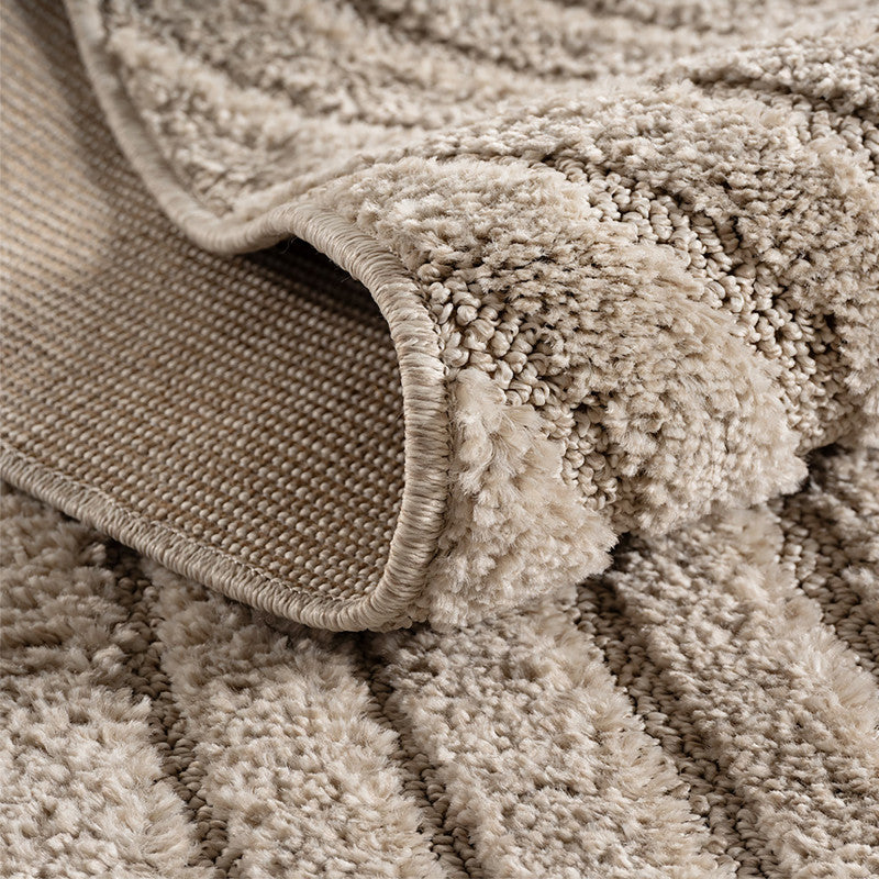 Art Vloerkleed – Japandi – Boogpatroon – Modern & Laagpolig – Beige/Bruin