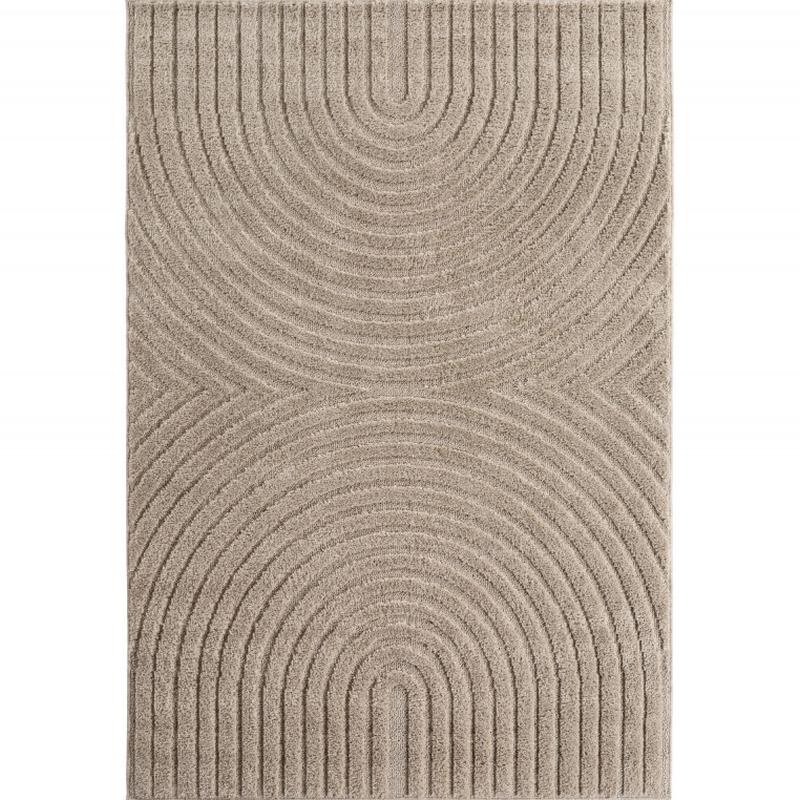 Art Vloerkleed – Japandi – Boogpatroon – Modern & Laagpolig – Beige/Bruin