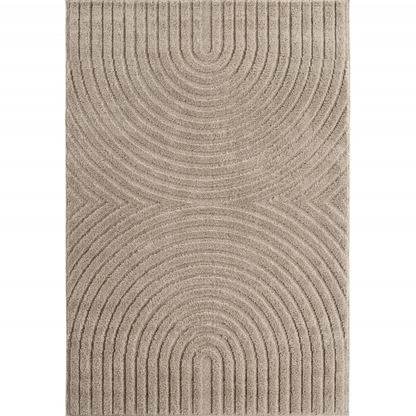 Art Vloerkleed – Japandi – Boogpatroon – Modern & Laagpolig – Beige/Bruin