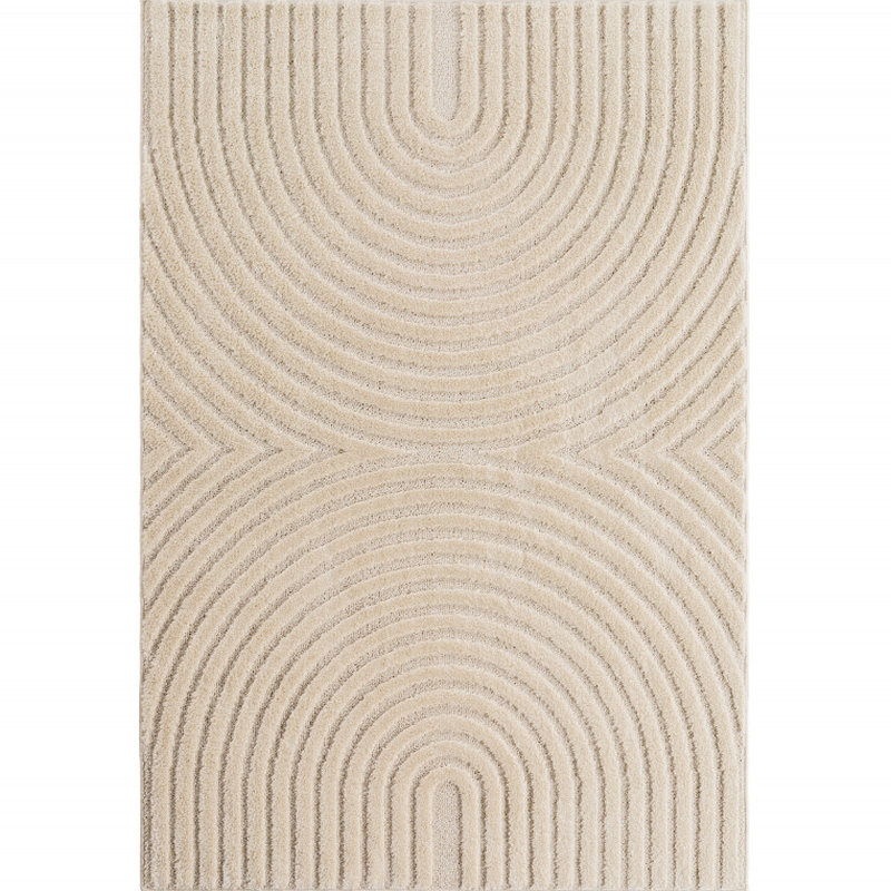 Art Vloerkleed – Japandi – Boogpatroon – Modern & Laagpolig – Creme/Beige