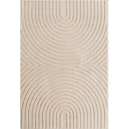 Art Vloerkleed – Japandi – Boogpatroon – Modern & Laagpolig – Creme/Beige
