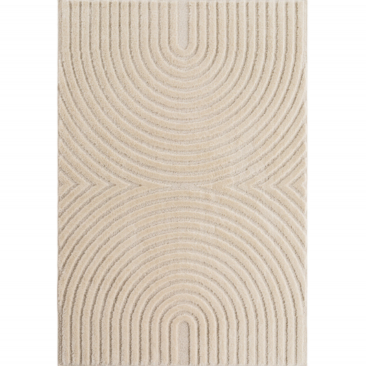 Art Vloerkleed – Japandi – Boogpatroon – Modern & Laagpolig – Creme/Beige