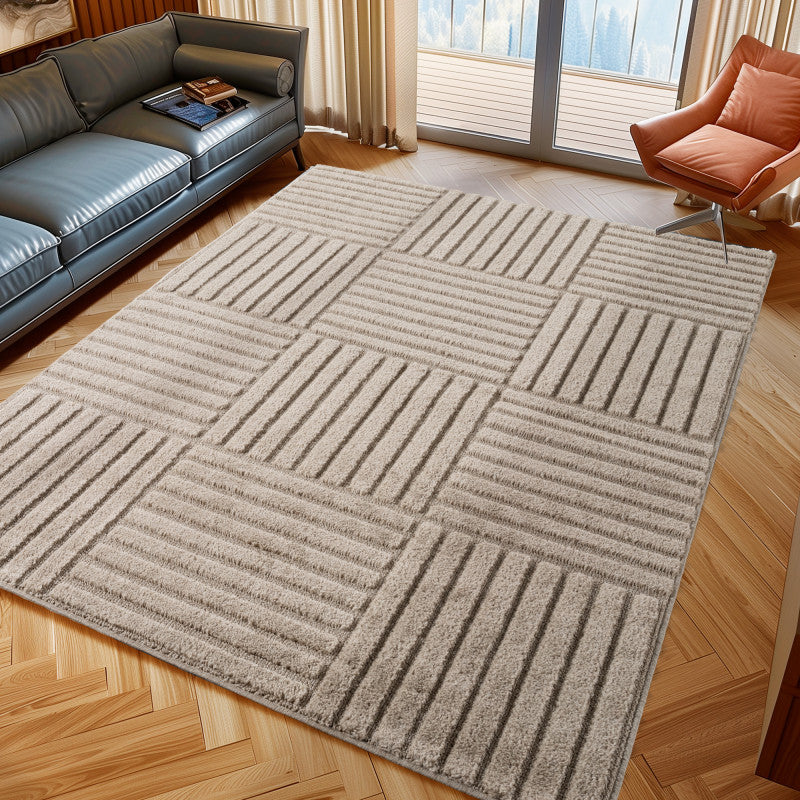 Art Vloerkleed – Japandi – Blokpatroon – Modern & Laagpolig – Beige/Bruin