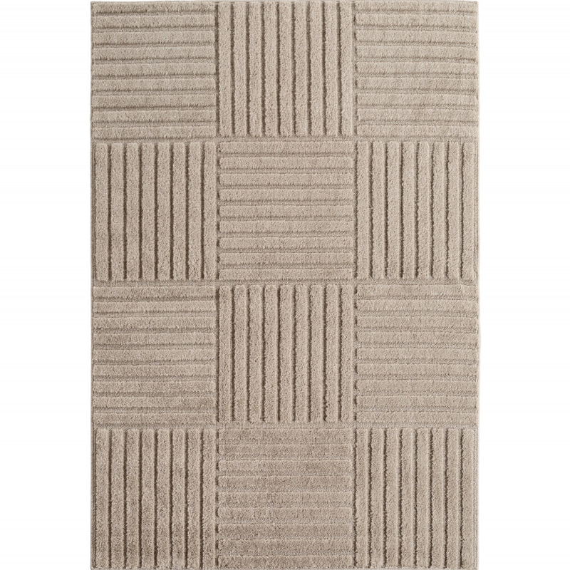 Art Vloerkleed – Japandi – Blokpatroon – Modern & Laagpolig – Beige/Bruin