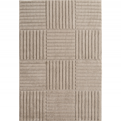 Art Vloerkleed – Japandi – Blokpatroon – Modern & Laagpolig – Beige/Bruin