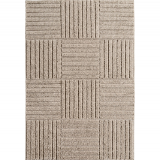 Art Vloerkleed – Japandi – Blokpatroon – Modern & Laagpolig – Beige/Bruin
