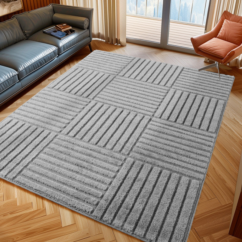 Art Vloerkleed – Japandi – Blokpatroon – Modern & Laagpolig – Grijs