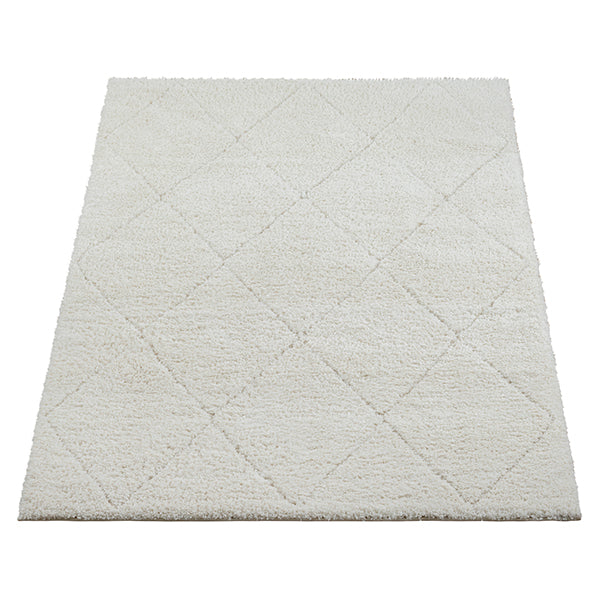 Ideal Shaggy Vloerkleed – Cream – Berber Ruitpatroon – Hoogpolig Vloerkleed