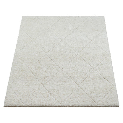 Ideal Shaggy Vloerkleed – Cream – Berber Ruitpatroon – Hoogpolig Vloerkleed