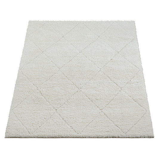 Ideal Shaggy Vloerkleed – Cream – Berber Ruitpatroon – Hoogpolig Vloerkleed