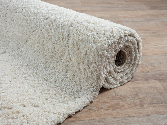 Ideal Shaggy Rond  Vloerkleed – Cream – Berber Ruitpatroon – Hoogpolig Vloerkleed