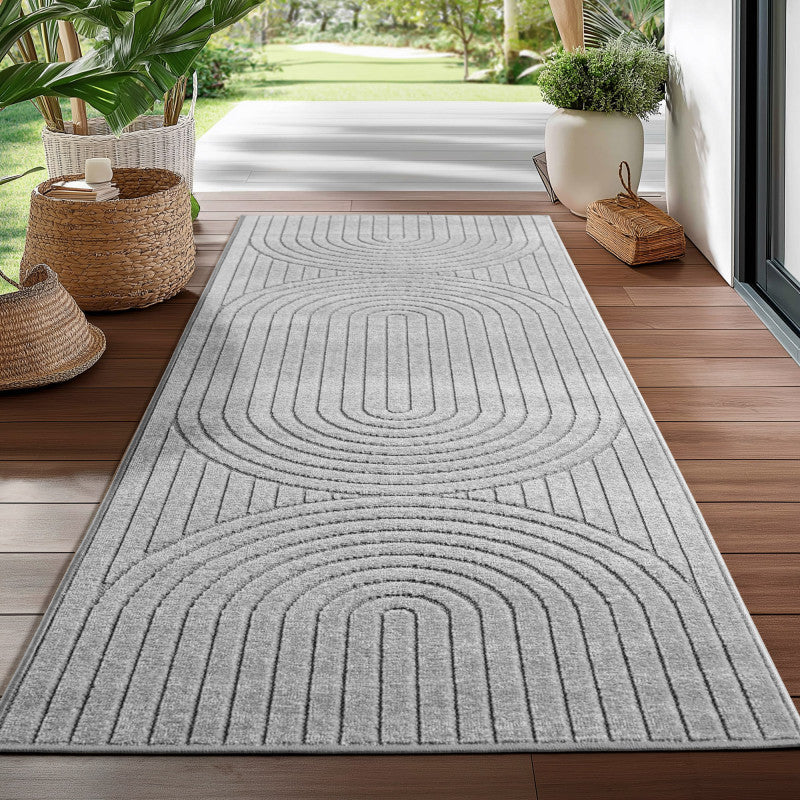 Nova – Vloerkleed Siena Grijs – Binnen En Buiten Vloerkleed – Laagpolig – Japandi stijl