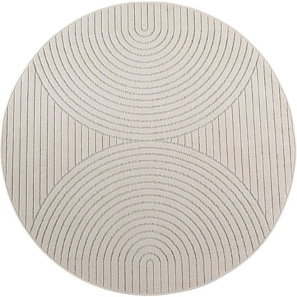 Nova – Vloerkleed Rond Siena Creme – Binnen En Buiten Vloerkleed – Laagpolig – Japandi stijl