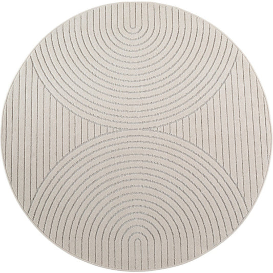 Nova – Vloerkleed Rond Siena Creme – Binnen En Buiten Vloerkleed – Laagpolig – Japandi stijl