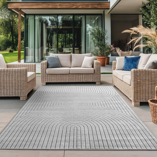 Nova – Vloerkleed Siena Grijs – Binnen En Buiten Vloerkleed – Laagpolig – Japandi stijl